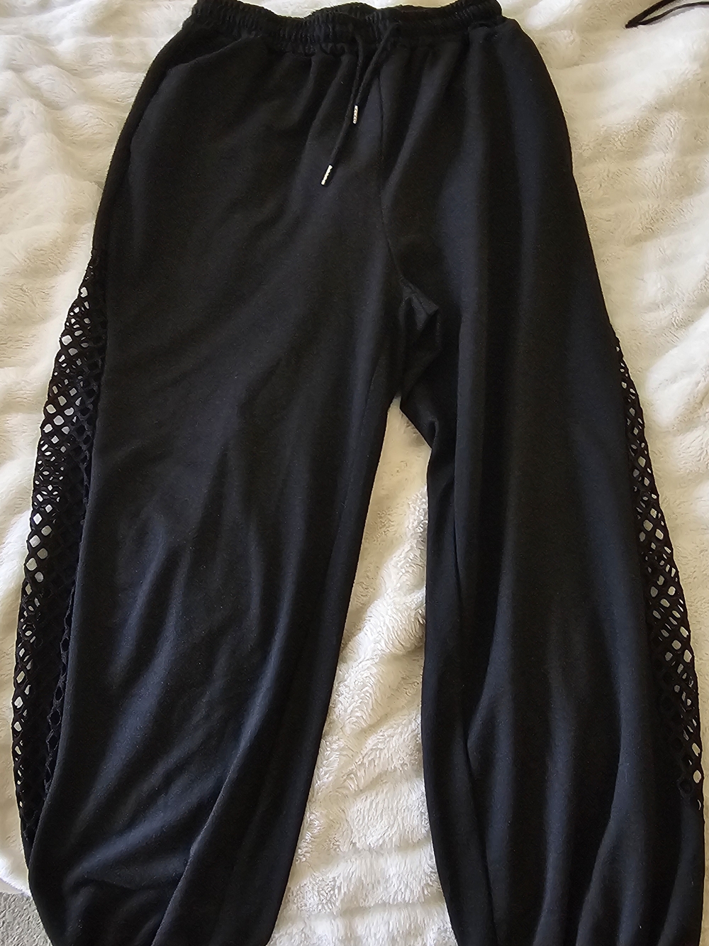 SHEIN Black Jogger Pants with Diamond Mesh Side Panels